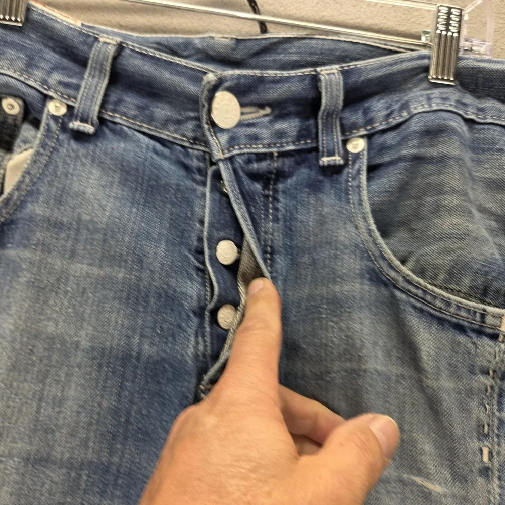 Vintage Levis Engineered Jeans Mens Blue Twisted Red Wire Button Fly Fits 32x28